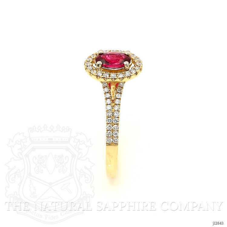 0.43 Ct. Ruby and Natural Diamond Halo Ring, 14K Yellow Gold