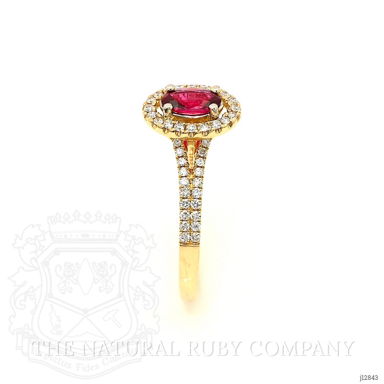 0.43 Ct. Ruby and Natural Diamond Halo Ring, 14K Yellow Gold