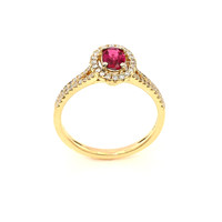 0.43 Ct. Ruby and Natural Diamond Halo Ring, 14K Yellow Gold Image