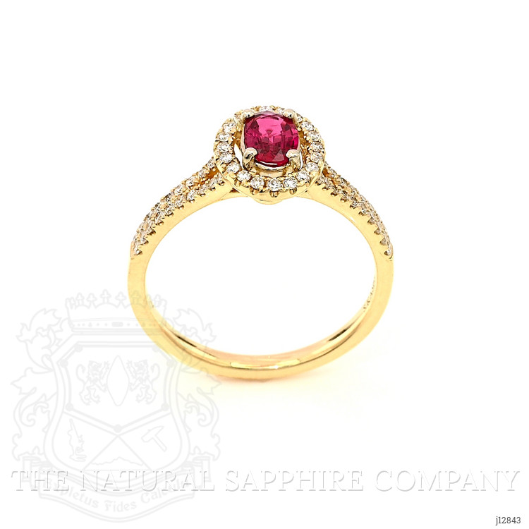 0.43 Ct. Ruby and Natural Diamond Halo Ring, 14K Yellow Gold
