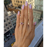 0.43 Ct. Ruby and Natural Diamond Halo Ring, 14K Yellow Gold Life Style