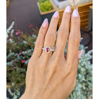 0.43 Ct. Ruby and Natural Diamond Halo Ring, 14K Yellow Gold Life Style