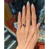 0.43 Ct. Ruby and Natural Diamond Halo Ring, 14K Yellow Gold Life Style