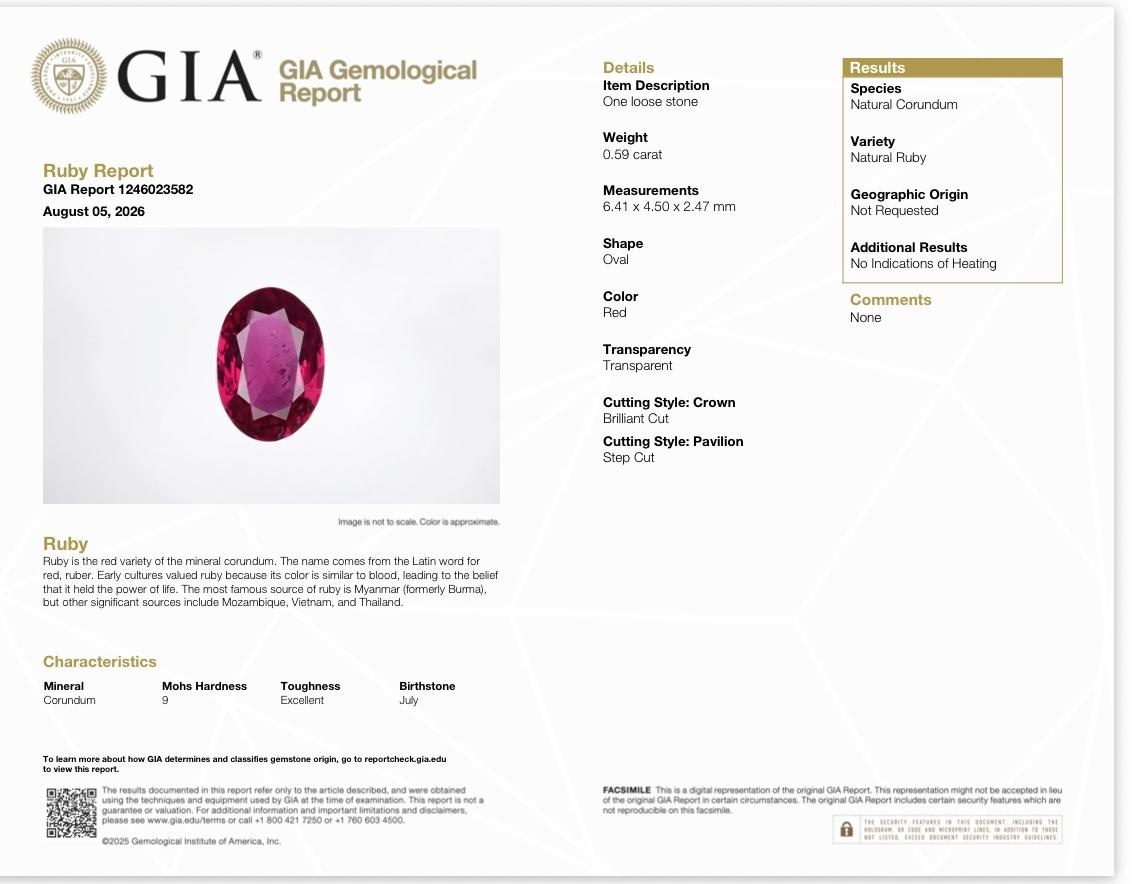 0.59 Ct. Ruby and Natural Diamond Pave Ring, 14K Yellow Gold