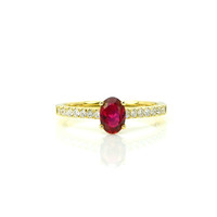 0.59 Ct. Ruby and Natural Diamond Pave Ring, 14K Yellow Gold Video