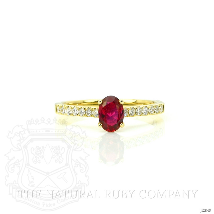 0.59 Ct. Ruby and Natural Diamond Pave Ring, 14K Yellow Gold