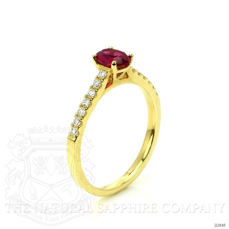 0.59 Ct. Ruby and Natural Diamond Pave Ring, 14K Yellow Gold