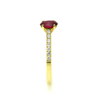 0.59 Ct. Ruby and Natural Diamond Pave Ring, 14K Yellow Gold Image