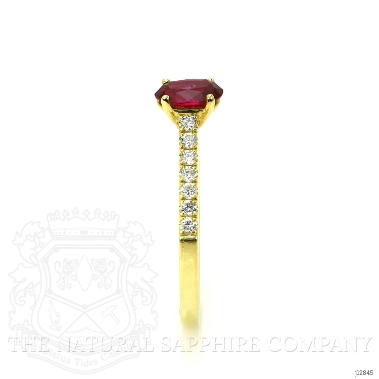 0.59 Ct. Ruby and Natural Diamond Pave Ring, 14K Yellow Gold