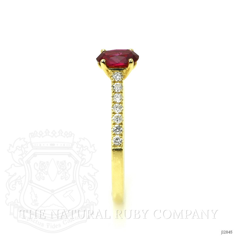 0.59 Ct. Ruby and Natural Diamond Pave Ring, 14K Yellow Gold