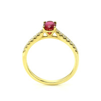 0.59 Ct. Ruby and Natural Diamond Pave Ring, 14K Yellow Gold Image