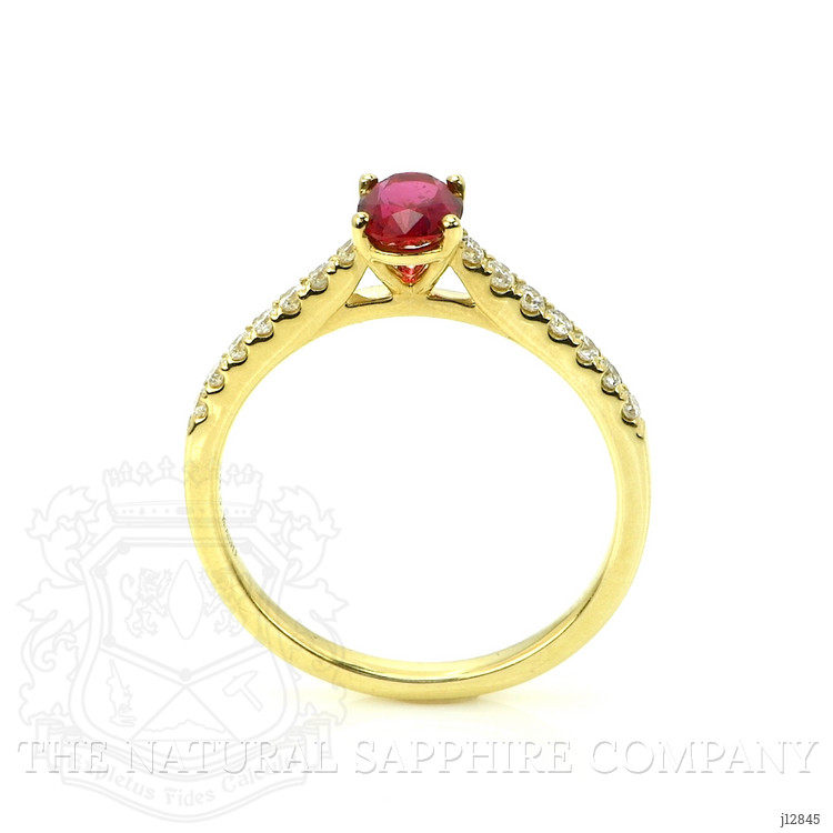0.59 Ct. Ruby and Natural Diamond Pave Ring, 14K Yellow Gold
