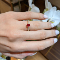 0.59 Ct. Ruby and Natural Diamond Pave Ring, 14K Yellow Gold Life Style