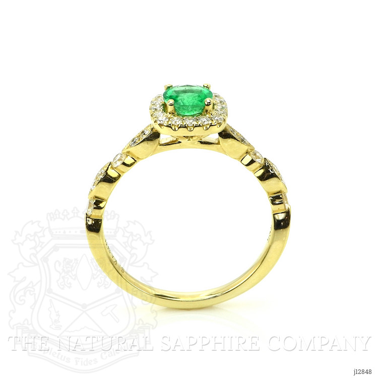 0.40 Ct. Emerald and Natural Diamond Pave Ring, 14K Yellow Gold
