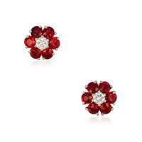 1.44&nbsp;Ct.Tw.Total Carat Weight Ruby and Natural Diamond Studs Earrings, 14K White Gold Video