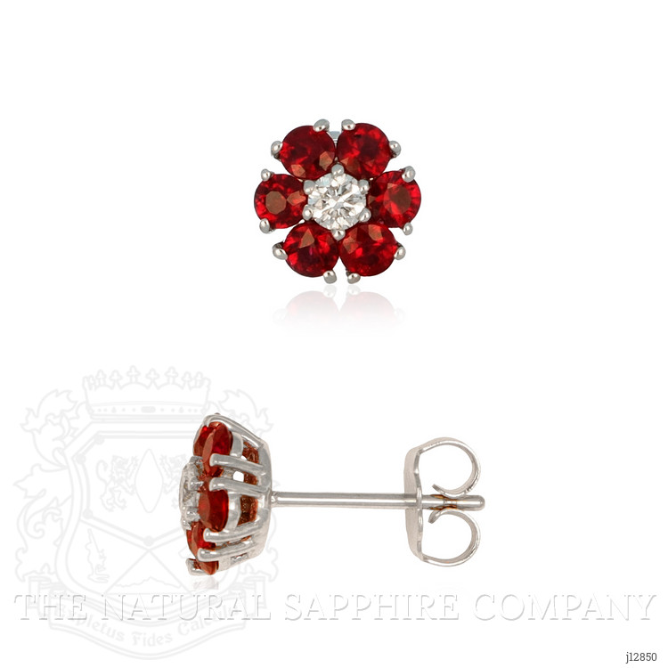 1.44 Ct.Tw. Ruby and Natural Diamond Studs Earrings, 14K White Gold