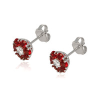 1.44&nbsp;Ct.Tw.Total Carat Weight Ruby and Natural Diamond Studs Earrings, 14K White Gold Image