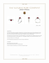 0.61 Ct. Ruby and Natural Diamond Pave Ring, 14K White Gold Appraisal
