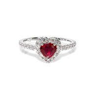 0.61 Ct. Ruby and Natural Diamond Pave Ring, 14K White Gold Video