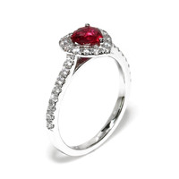 0.61 Ct. Ruby and Natural Diamond Pave Ring, 14K White Gold Image