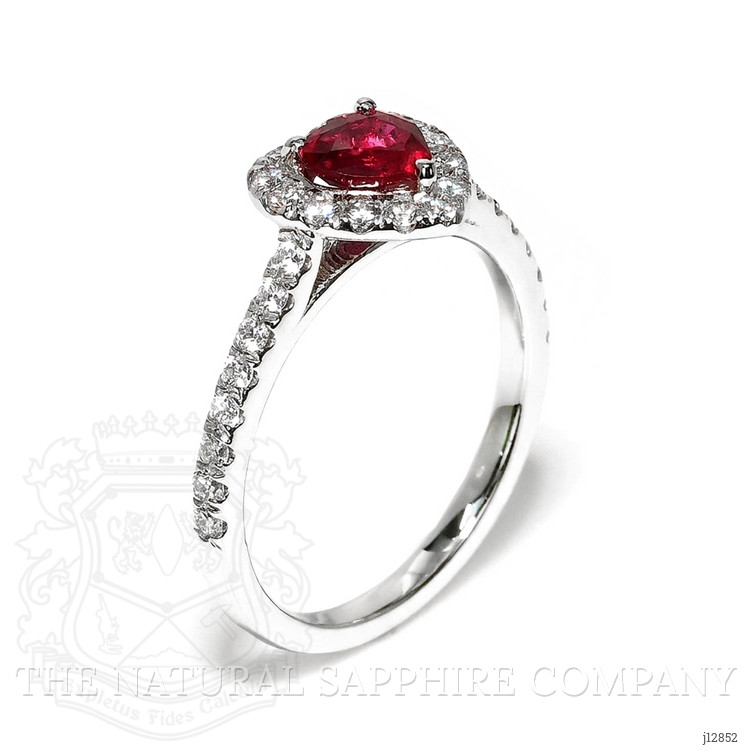 0.61 Ct. Ruby and Natural Diamond Pave Ring, 14K White Gold