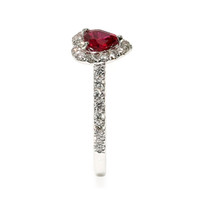 0.61 Ct. Ruby and Natural Diamond Pave Ring, 14K White Gold Image