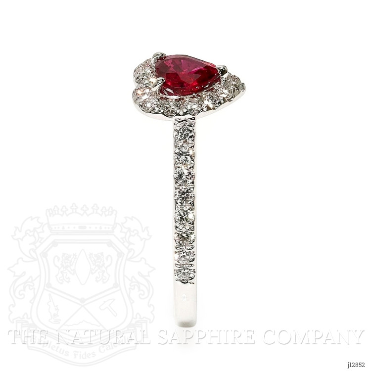 0.61 Ct. Ruby and Natural Diamond Pave Ring, 14K White Gold