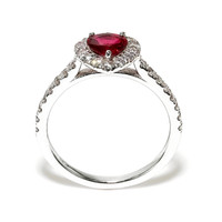 0.61 Ct. Ruby and Natural Diamond Pave Ring, 14K White Gold Image
