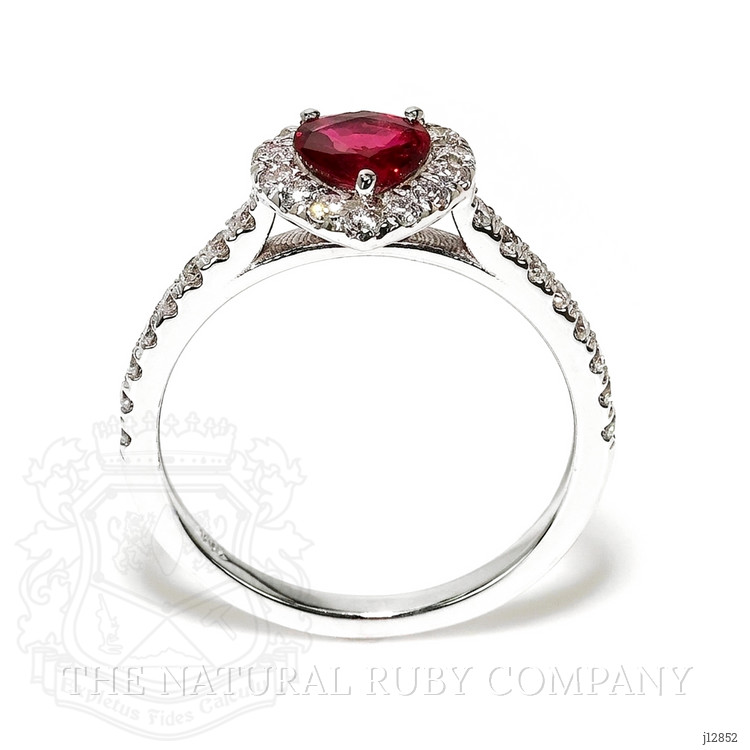 0.61 Ct. Ruby and Natural Diamond Pave Ring, 14K White Gold