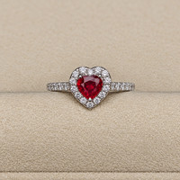 0.61 Ct. Ruby and Natural Diamond Pave Ring, 14K White Gold Life Style
