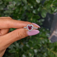 0.61 Ct. Ruby and Natural Diamond Pave Ring, 14K White Gold Life Style