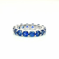 4.92 Ct. Blue Sapphire Accent Stones Ring, 14K White Gold Video