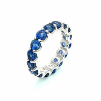 4.92 Ct. Blue Sapphire Accent Stones Ring, 14K White Gold Image