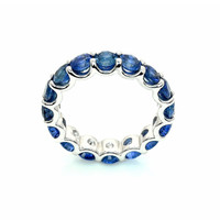 4.92 Ct. Blue Sapphire Accent Stones Ring, 14K White Gold Image