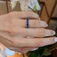 4.92 Ct. Blue Sapphire Accent Stones Ring, 14K White Gold Life Style
