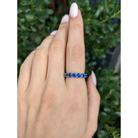 4.92 Ct. Blue Sapphire Accent Stones Ring, 14K White Gold Life Style