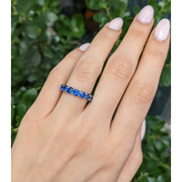 4.92 Ct. Blue Sapphire Accent Stones Ring, 14K White Gold Life Style