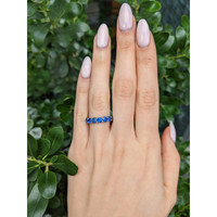 4.92 Ct. Blue Sapphire Accent Stones Ring, 14K White Gold Life Style