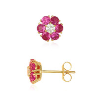 1.28&nbsp;Ct.Tw.Total Carat Weight Pink Sapphire and Natural Diamond Studs Earrings, 14K Yellow Gold Image