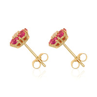1.28&nbsp;Ct.Tw.Total Carat Weight Pink Sapphire and Natural Diamond Studs Earrings, 14K Yellow Gold Image