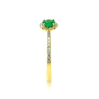 0.26 Ct. Emerald and Natural Diamond Pave Ring, 14K Yellow Gold Image