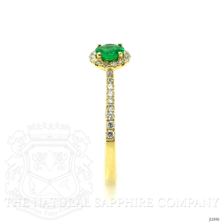 0.26 Ct. Emerald and Natural Diamond Pave Ring, 14K Yellow Gold