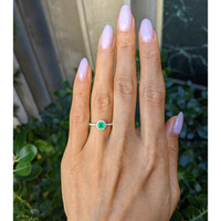 0.26 Ct. Emerald and Natural Diamond Pave Ring, 14K Yellow Gold Life Style