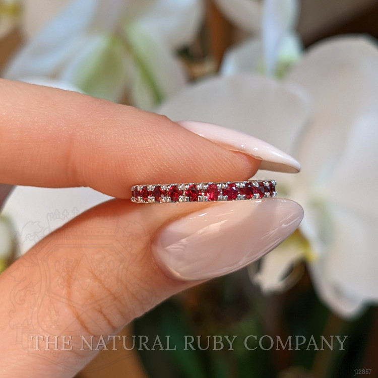 1.16 Ct. Ruby Accent Stones Ring, 14K White Gold