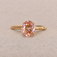 1.28 Ct. Padparadscha Sapphire Solitaire Ring, 14K Yellow Gold Life Style