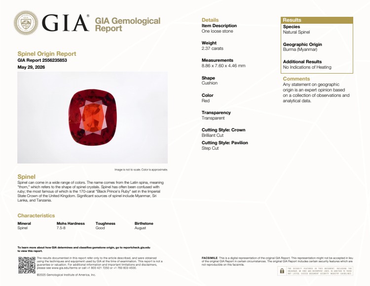 2.37 Ct. Red Spinel and Natural Diamond Pave Ring, Platinum 900