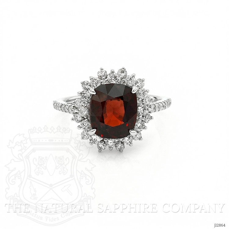 2.37 Ct. Red Spinel and Natural Diamond Pave Ring, Platinum 900