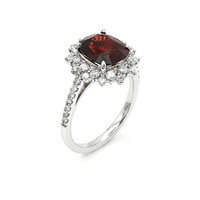 2.37 Ct. Red Spinel and Natural Diamond Pave Ring, Platinum 900 Image