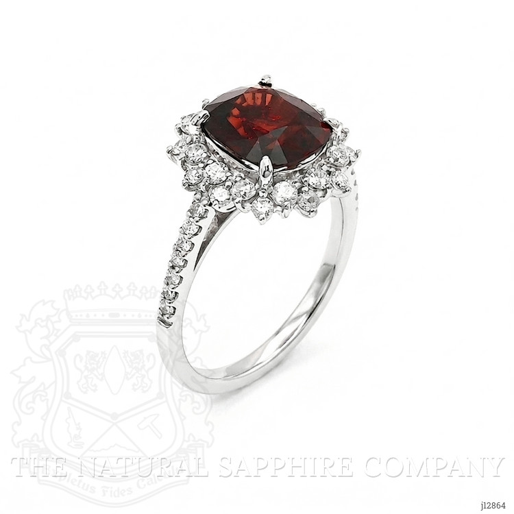 2.37 Ct. Red Spinel and Natural Diamond Pave Ring, Platinum 900