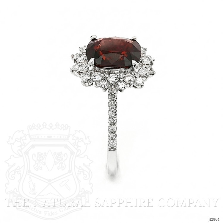 2.37 Ct. Red Spinel and Natural Diamond Pave Ring, Platinum 900